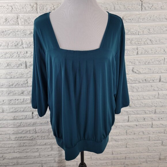 Worthington Womens Top Extra Large Dolman Sleeve Green Poly Blend GRE33E - Picture 1 of 8